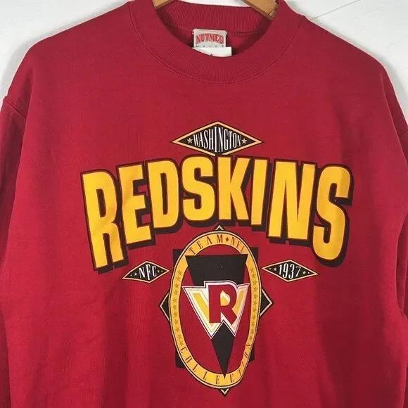 🔥🏈 “NWT” Vintage WASHINGTON REDSKINS Nutmeg RARE Crewneck Sweatshirt - Sz Lg‎